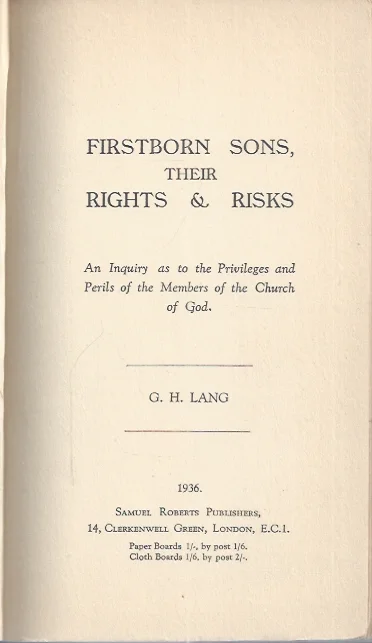 Actieprijs Firstborn Sons, their Rights & Risks. An inquiry as to the privileges and perils of the members of the Church of God – G.H. Lang