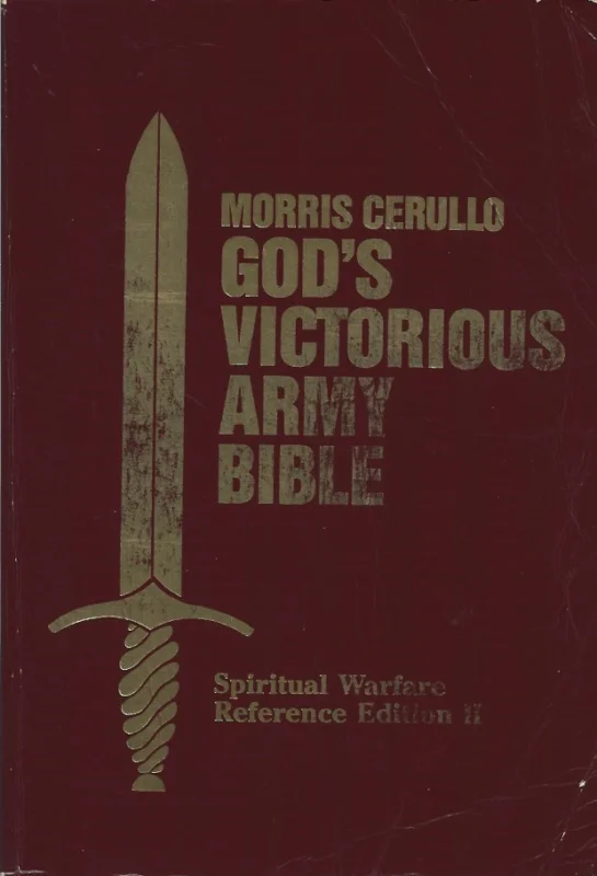 Op = Op God’s Victorious Army Bible : Spiritual Warfare Reference Edition II – King James Version – Red Imitation Leather bound 1989 – Morris Cerullo