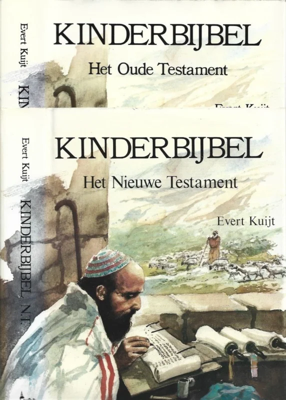 Betaalbaar Kinderbijbel : Het Oude Testament + Het Nieuwe Testament – Evert Kuijt : tekeningen van Rient de Jonge (SET 2 delen)