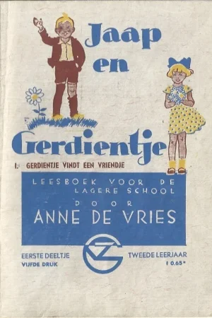 Aanbieding Jaap en Gerdientje I : Gerdientje vindt een vriendje : leesboek voor de lagere school – door Anne de Vries (5e druk 1946)