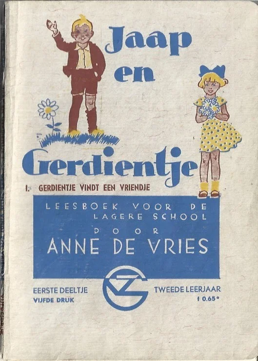Aanbieding Jaap en Gerdientje I : Gerdientje vindt een vriendje : leesboek voor de lagere school – door Anne de Vries (5e druk 1946)