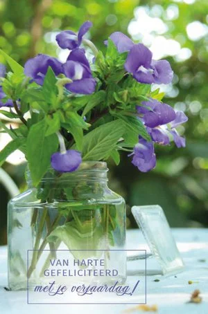 Vaas Met Bloemen Van Harte Gefeliciteerd Favoriet