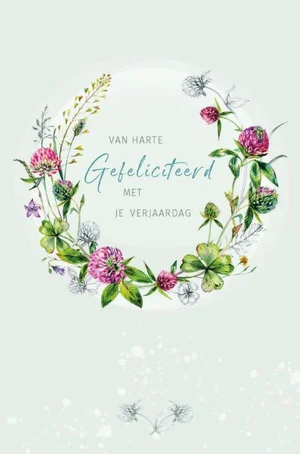 Krans Met Bloemen Van Harte Gefeliciteer Uitverkoop