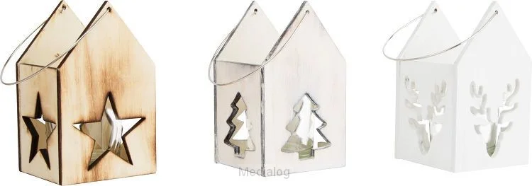 Kerst Lantaarn Wit/bruin Hout Set 3 Betaalbaar