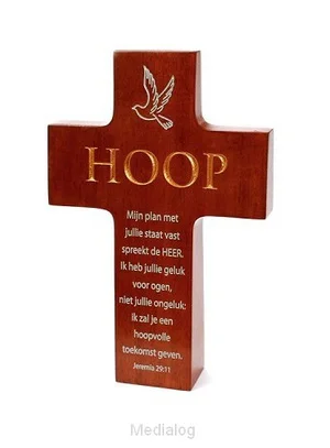 Kruis Hout Hoop Staand 16.4x11x2.6cm Gratis Verzending