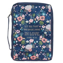 DONE IN LOVE NAVY FLORAL 1 COR 16:14 Superprijs