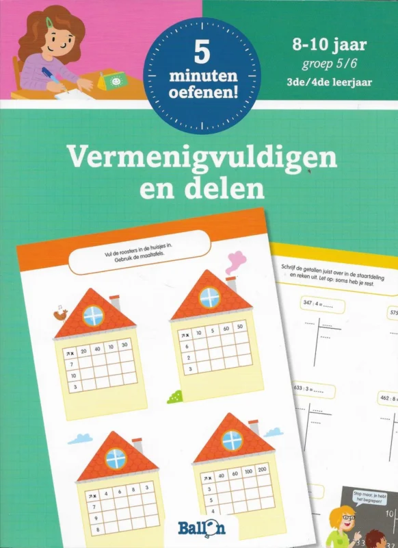 Dagaanbieding Ballon Media educatieboek 5 minuten oefenen vermenigvuldigen en delen