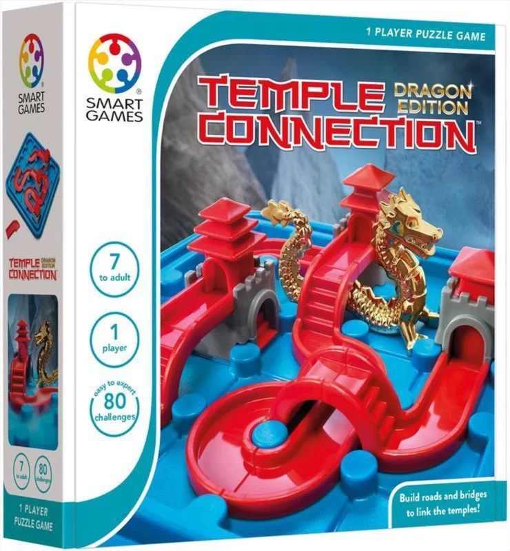 SmartGames - Temple Connection - Dragon Edition - breinbreker - 80 opdrachten - met gouden draak Beperkte Voorraad